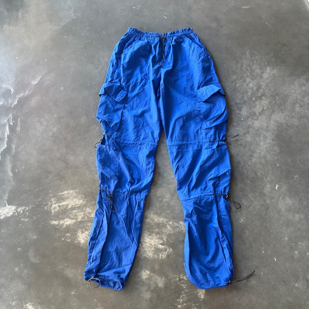 Garage Blue Cargo Parachute Pants XS Womens Streetwear Gorpcore Y2K Bungees
